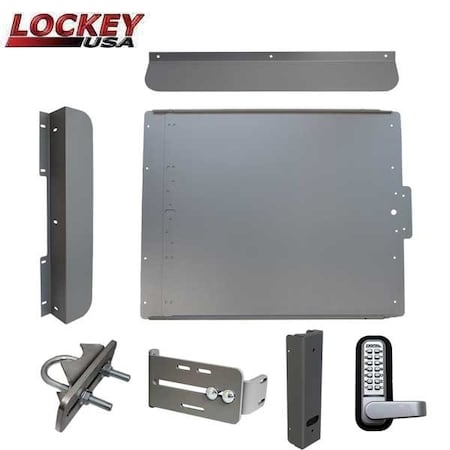 Lockey ED60B Edge Panic Shield Security Kit In Silver - Panic Shield, EDSB Strike Bracket, EDGB200,285P Key LK-ED60S